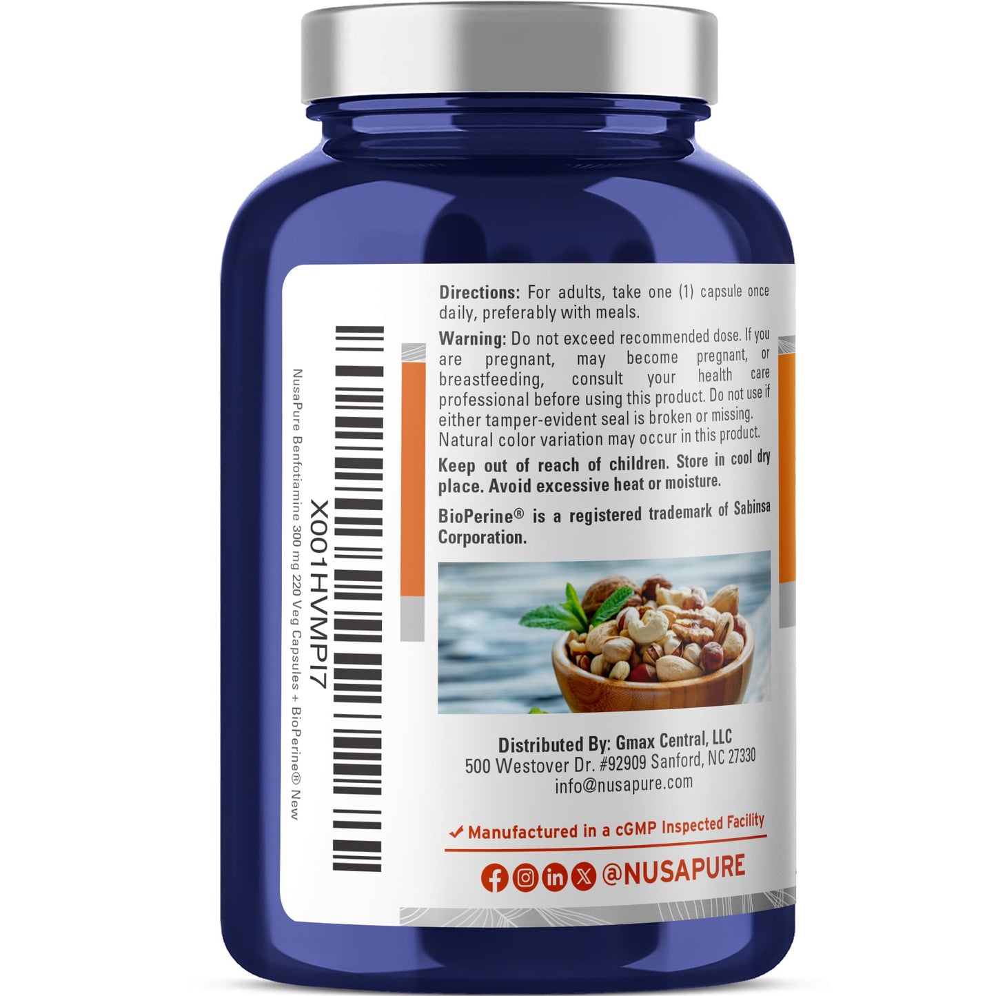 NusaPure Benfotiamine 300mg Capsule, 220 Count
