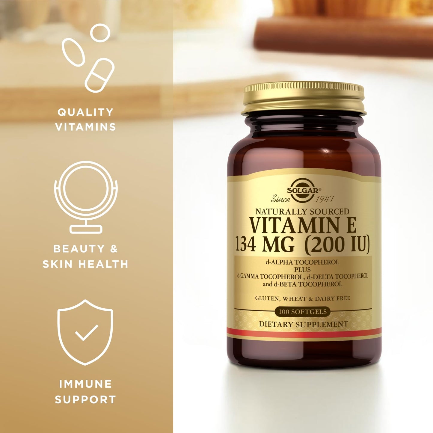 Solgar Vitamin E 200 IU Softgels, 100 Count