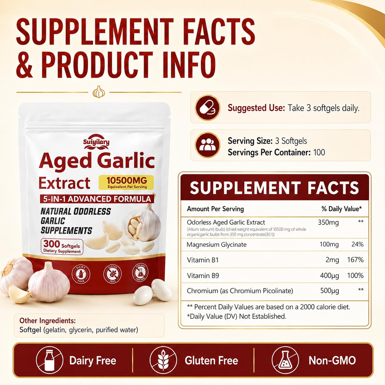 Suiyilary Aged Garlic Extract Powder 4.8 Ounce (Pack of 1)
