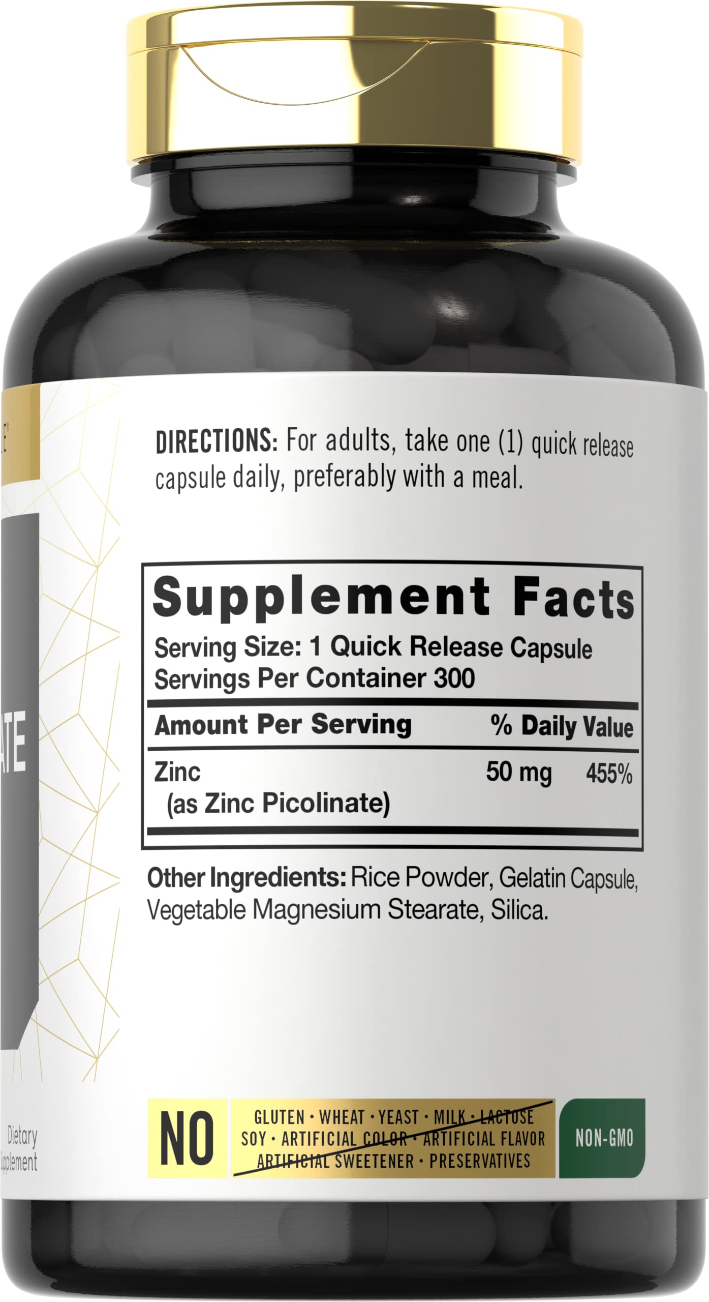 Carlyle Zinc Picolinate 50mg Capsules 300 Count