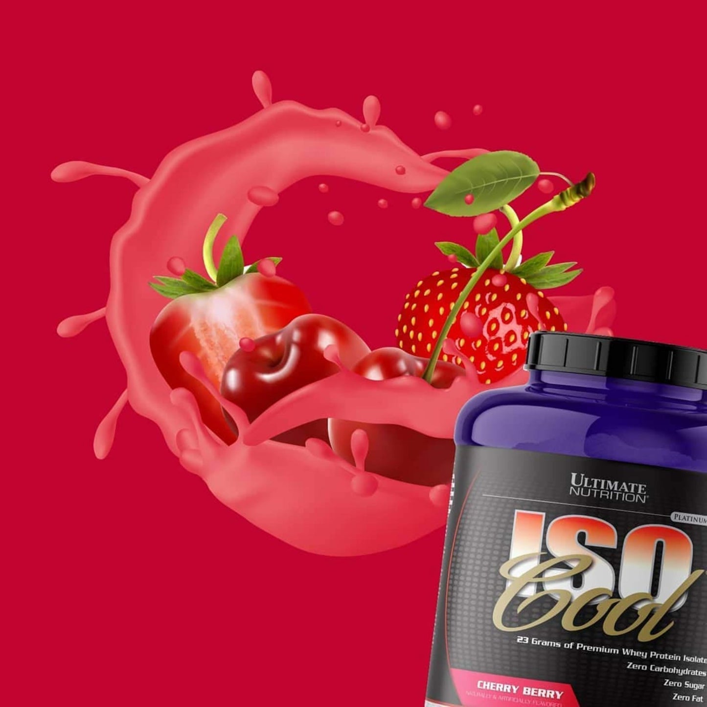 Ultimate Nutrition ISO Cool Whey Isolate Powder, Cherry Berry, 32 Servings