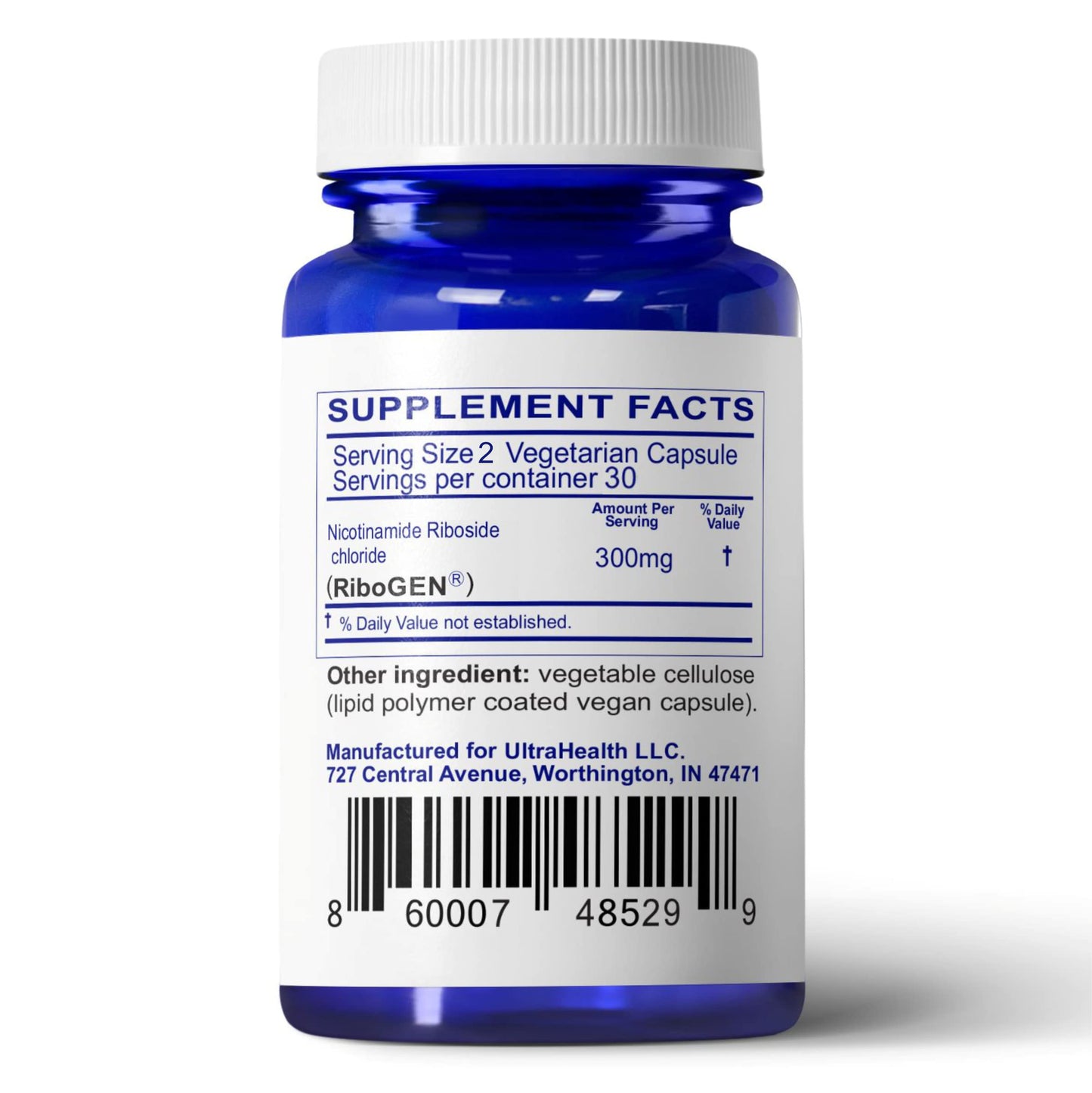 UltraHealth Nicotinamide Riboside (NR) 300mg NAD+ Supplement Capsule, 60 Count