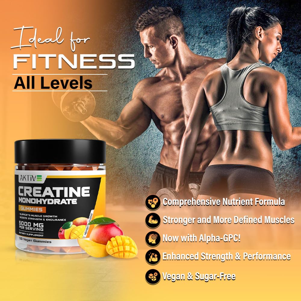 Aktive Supplements Creatine Monohydrate Gummies 120 Count