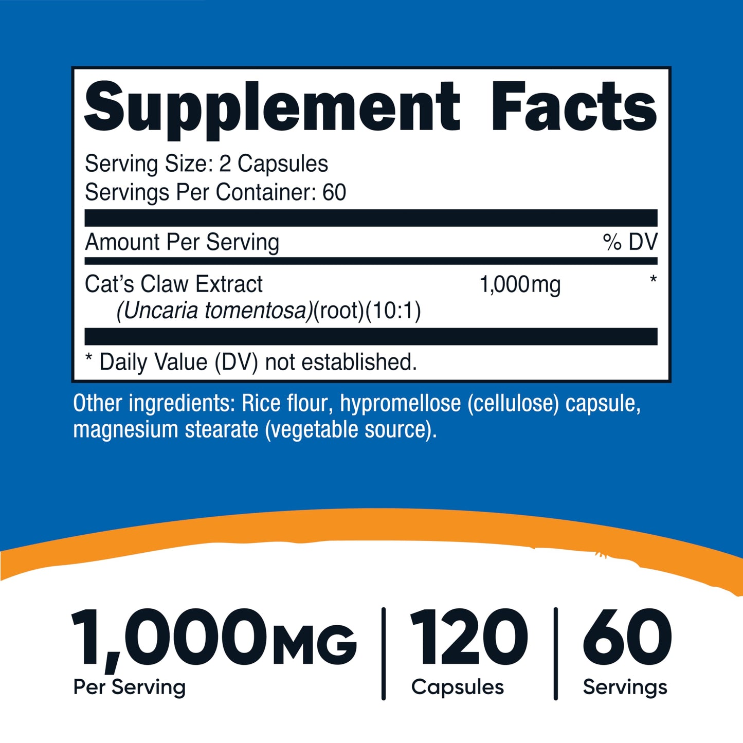 Nutricost Cat's Claw 1000mg Capsule, 120 Capsules
