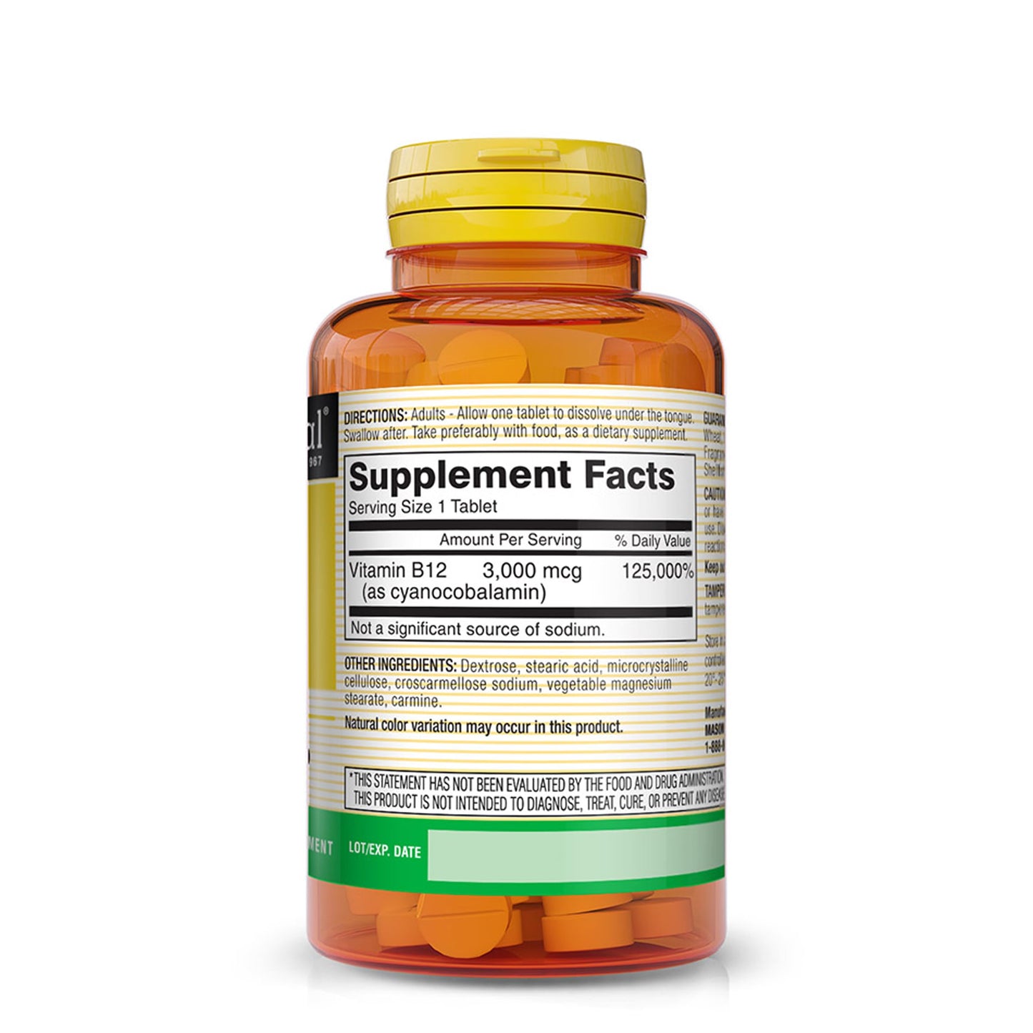 MASON NATURAL Vitamin B12 3,000 mcg as Cyanocobalamin Tablets, 100 Count