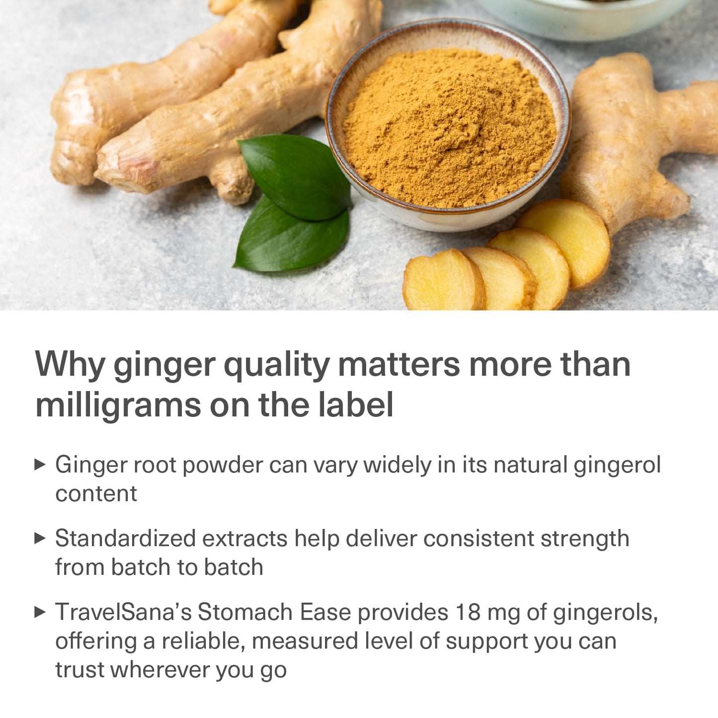 TRAVELSANA Organic Ginger Supplement Capsule 30 Count