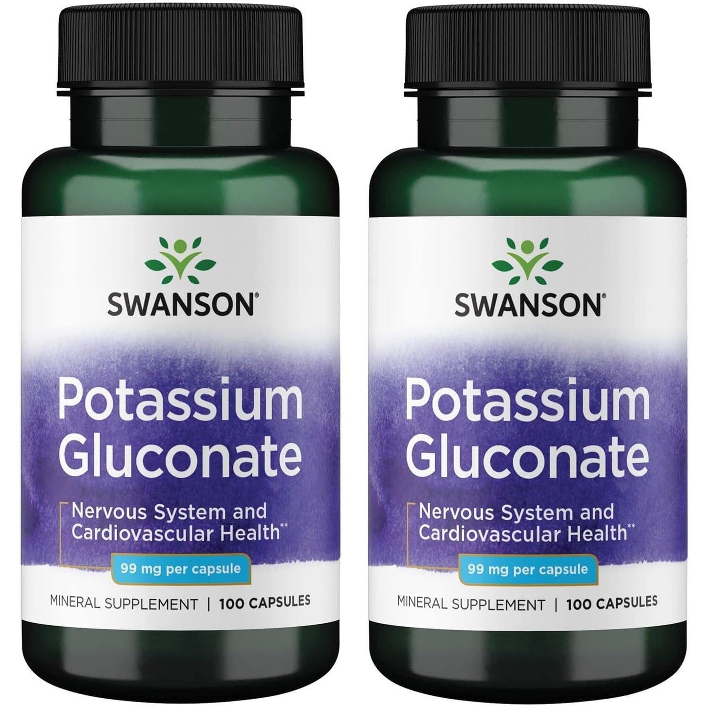 Swanson Potassium Gluconate 99 mg Capsules, 200 Count
