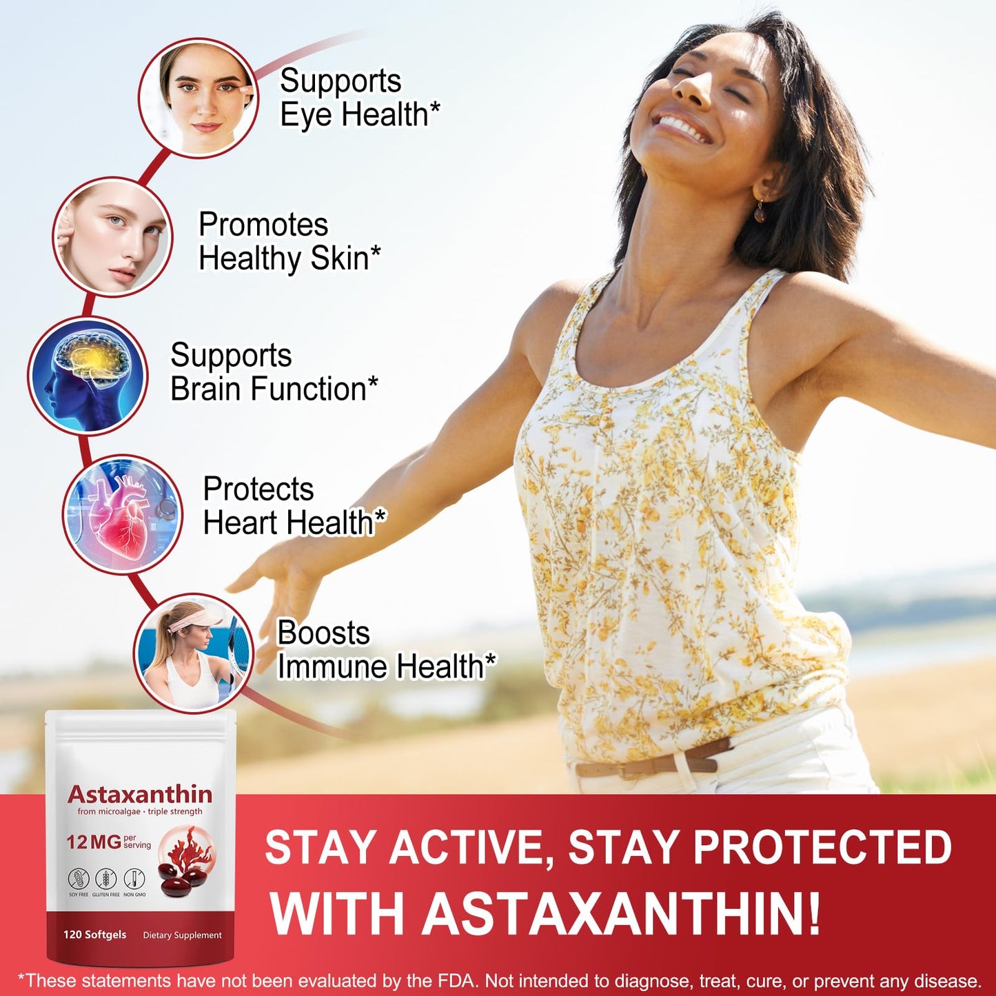 SDJUFEI Astaxanthin 12mg Gummies, 5.29 oz
