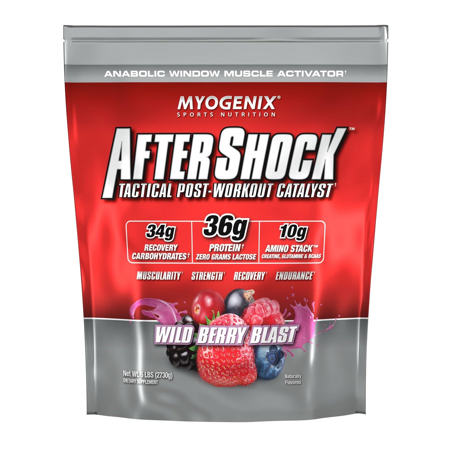 Myogenix Aftershock Post Workout Muscle Growth Whey Protein Powder Wildberry Blast, 96 Servings