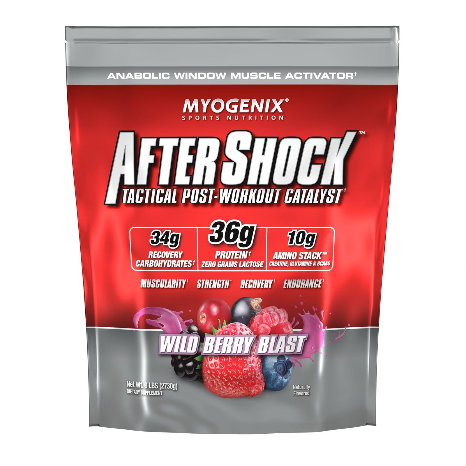 Myogenix Aftershock Post Workout Muscle Growth Whey Protein Powder Wildberry Blast, 96 Servings