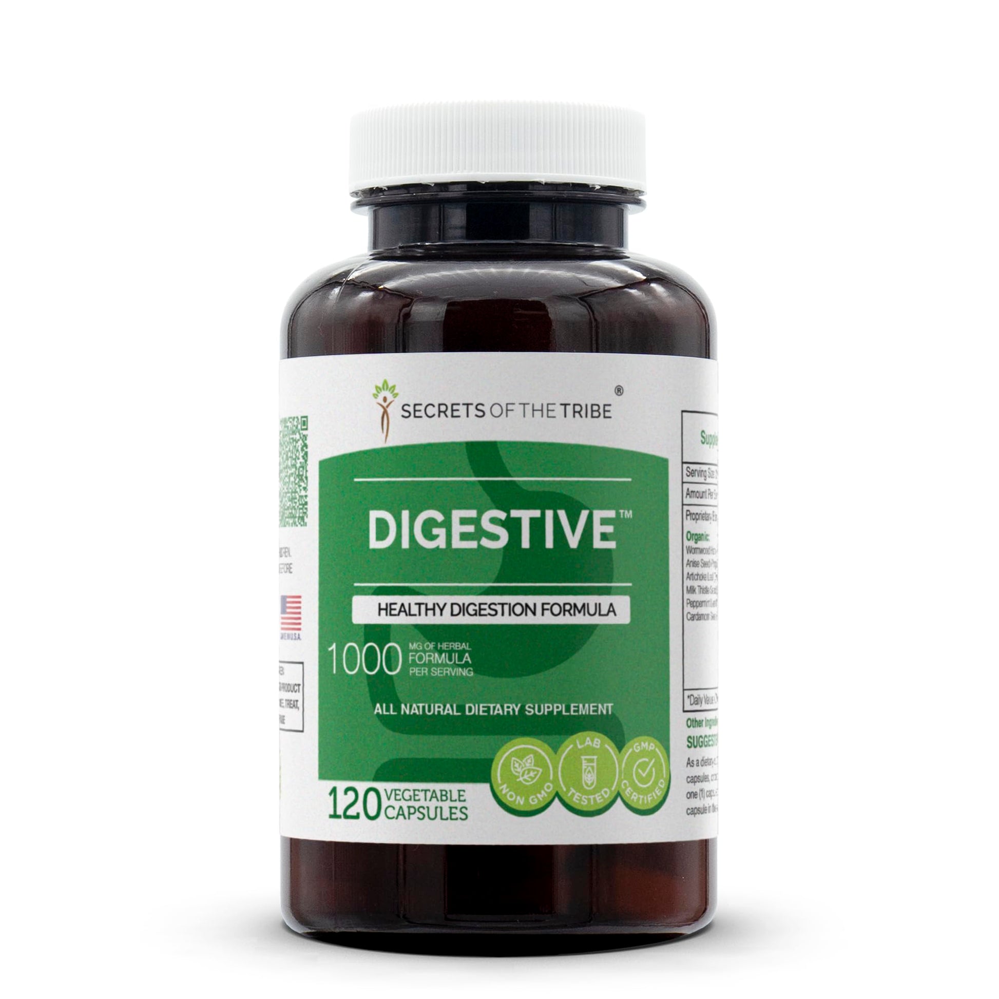 Secrets of the Tribe Digestive Healthy Digestion Formula Herbal Supplement Blend 120 Capsules