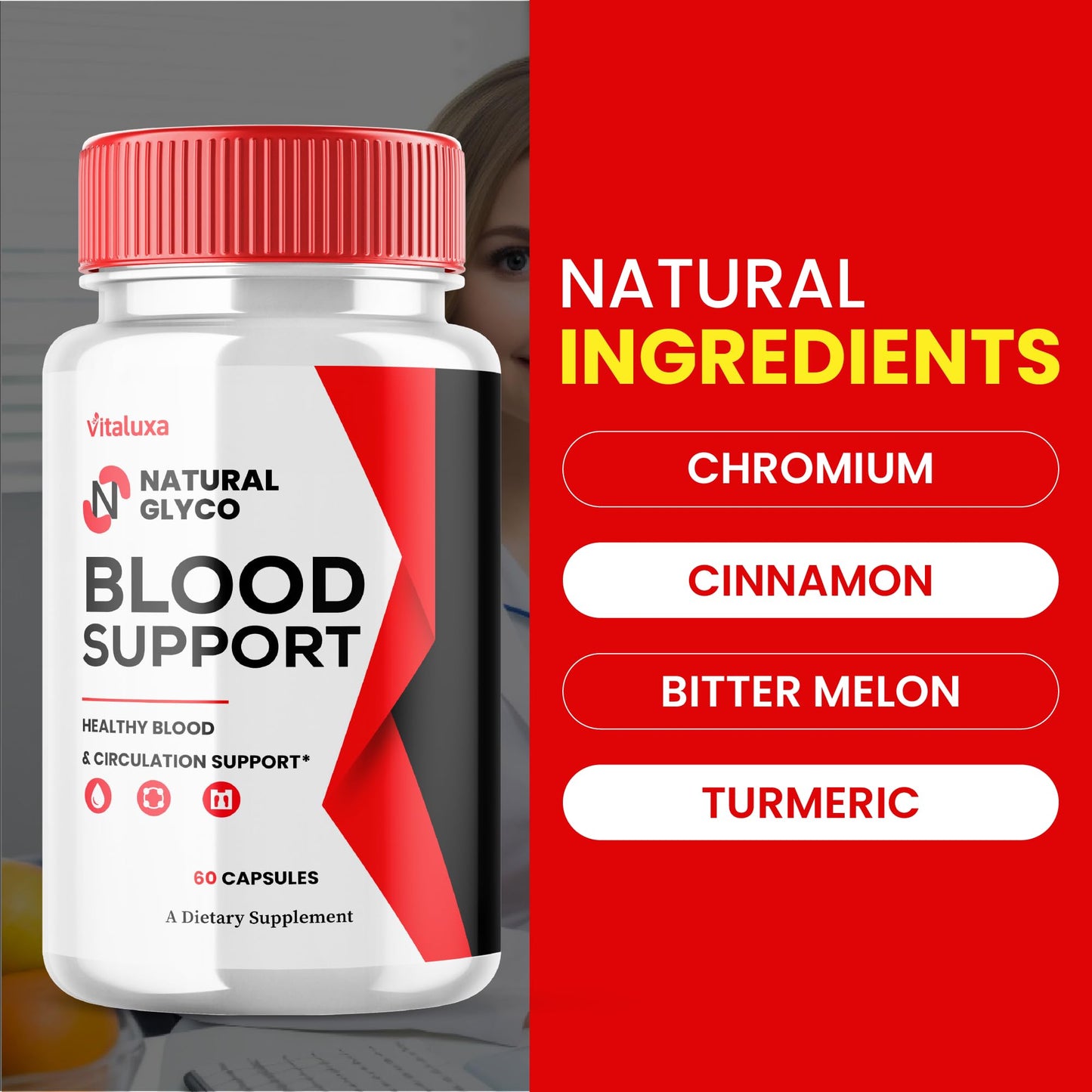 Vitaluxa Natural Glyco Blood Sugar Supplement Capsule 60 Count