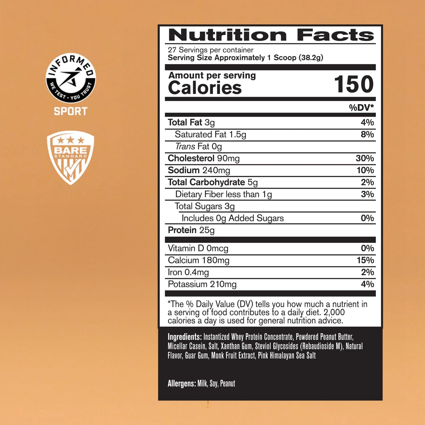 BARE PERFORMANCE NUTRITION BPN Whey Peanut Butter Protein + Creatine Powder, 30 Serving Bundle