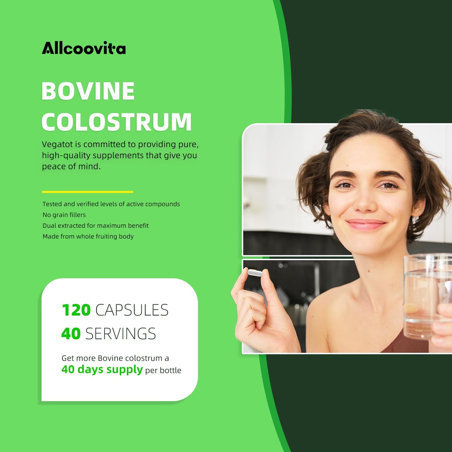 Allcoovita Bovine Colostrum Gummies 120 Count