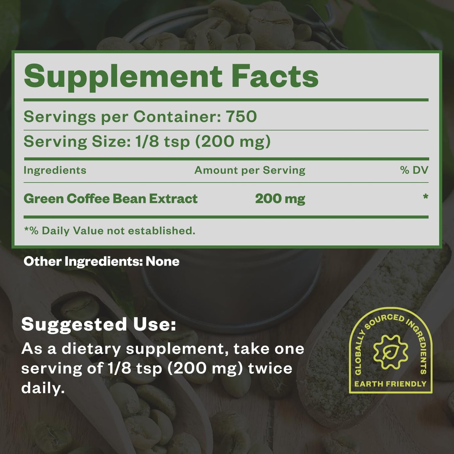 Purisure Green Coffee Bean Extract Powder, 5.29 oz, 750 Servings