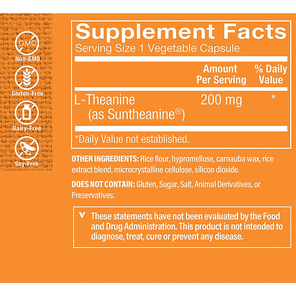 The Vitamin Shoppe L-Theanine 200 mg Capsules, 120 Count