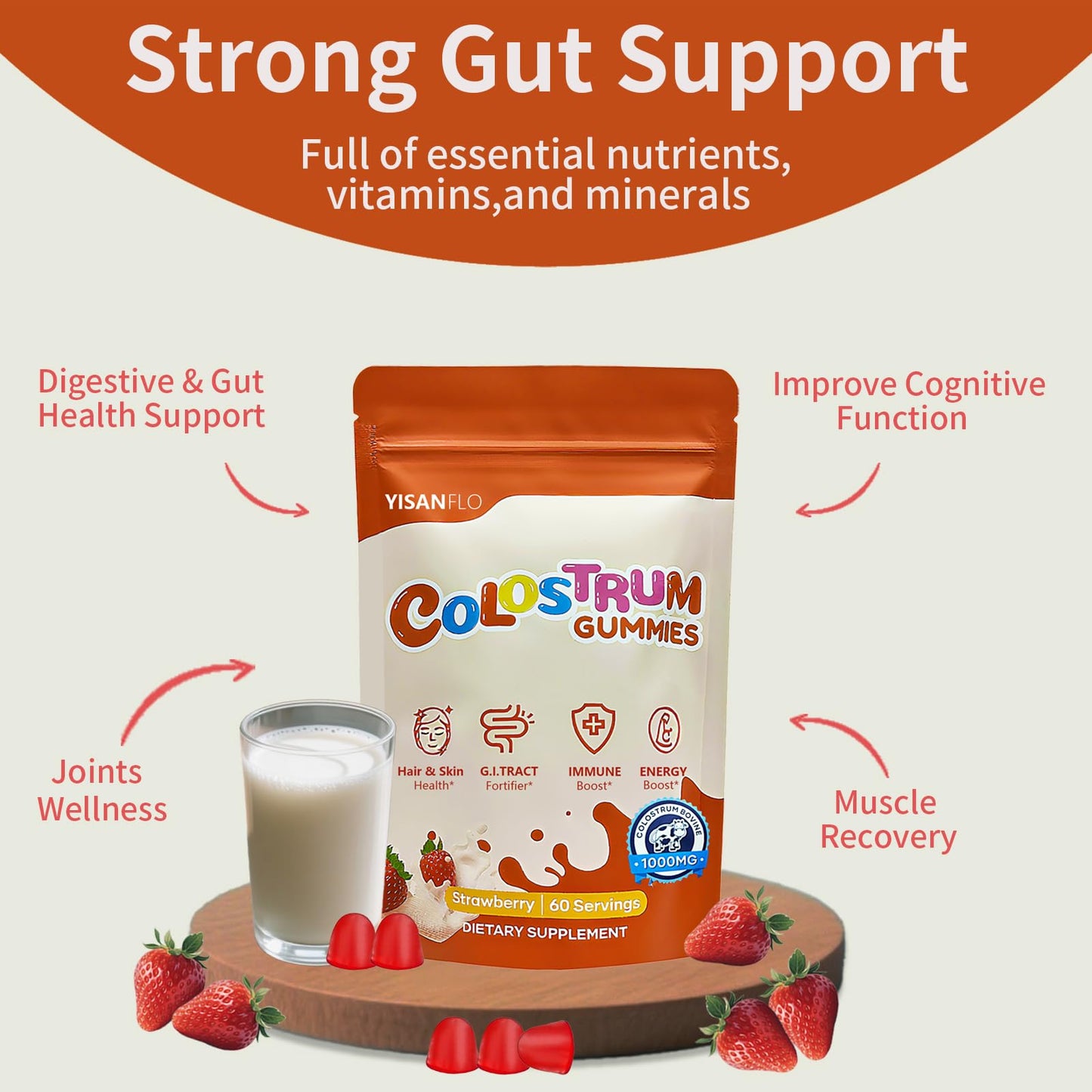 YISANFLO Colostrum Gummies 60 Count