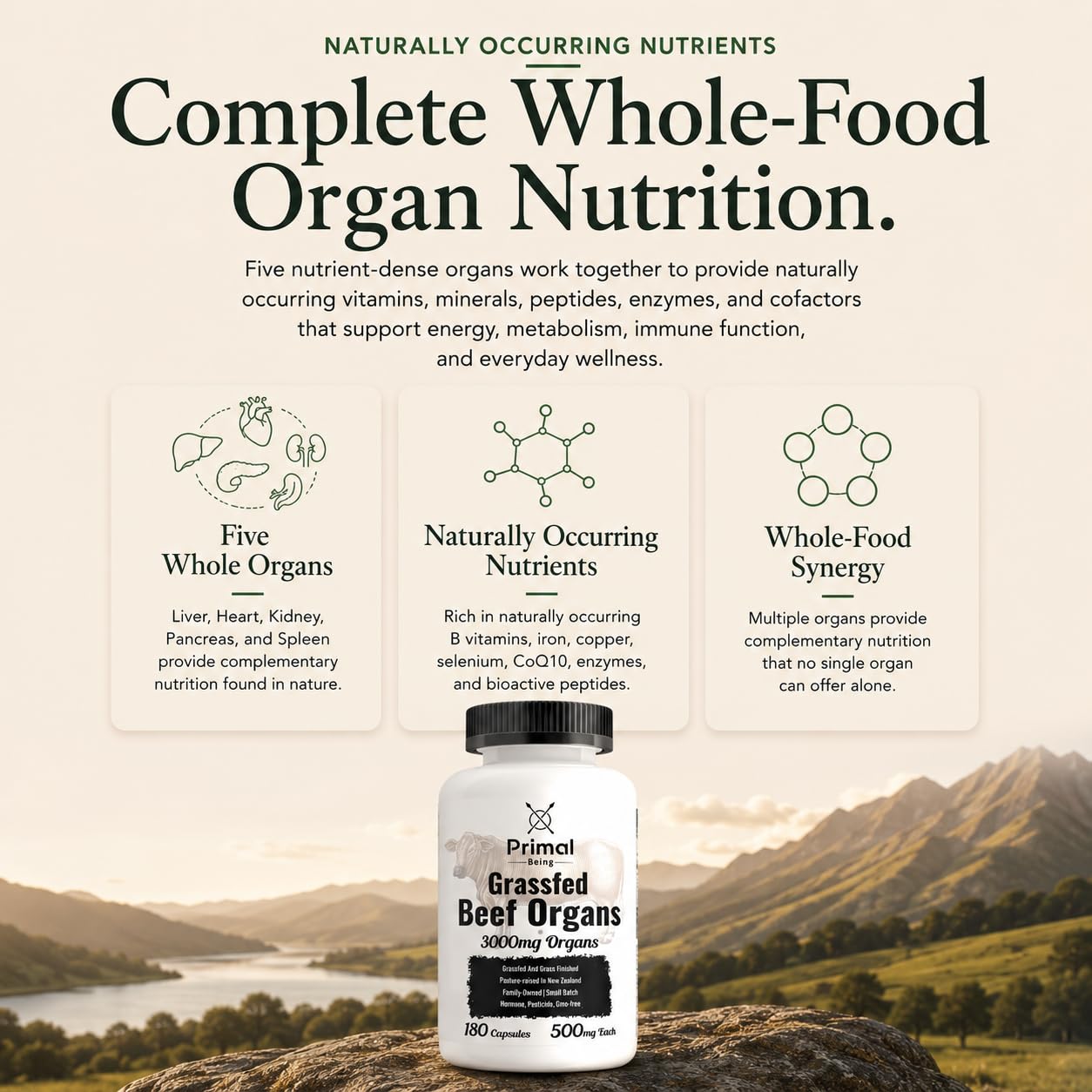 Primal Being Grassfed Beef Organ Complex Capsule 180 Count