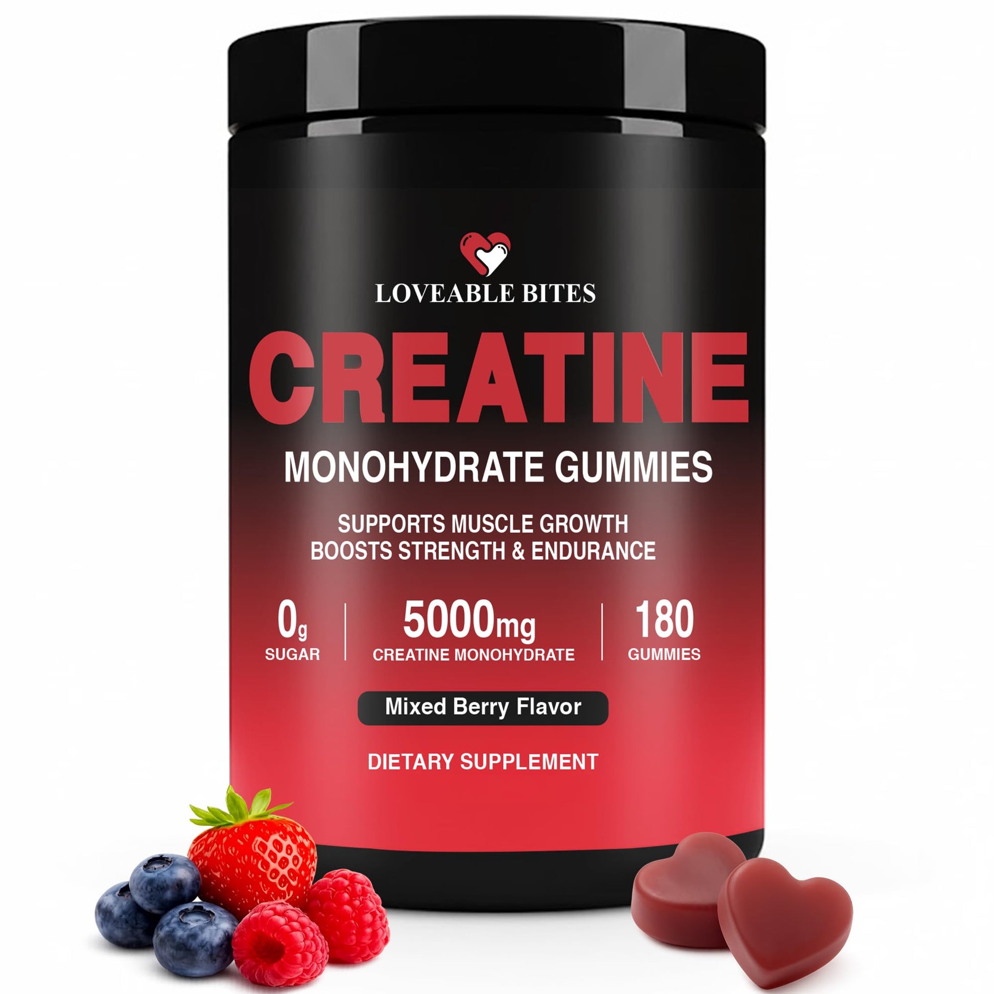 Loveable Bites Creatine Monohydrate Gummies 180 Count