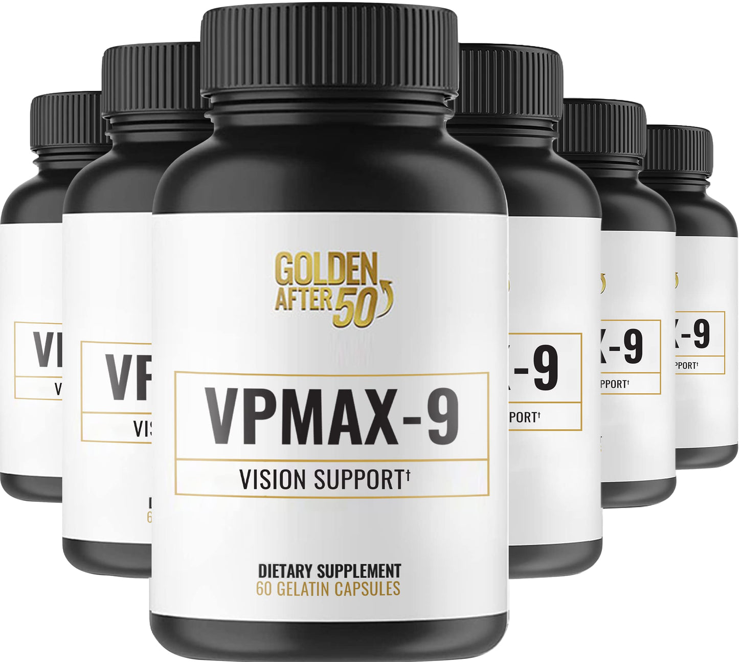 Golden After 50 VpMax-9 Sight Care and Antioxidant Supplement with Eye Vitamins, Lutein, Lycopene and Bilberry Extract Capsules, 6 Bottles