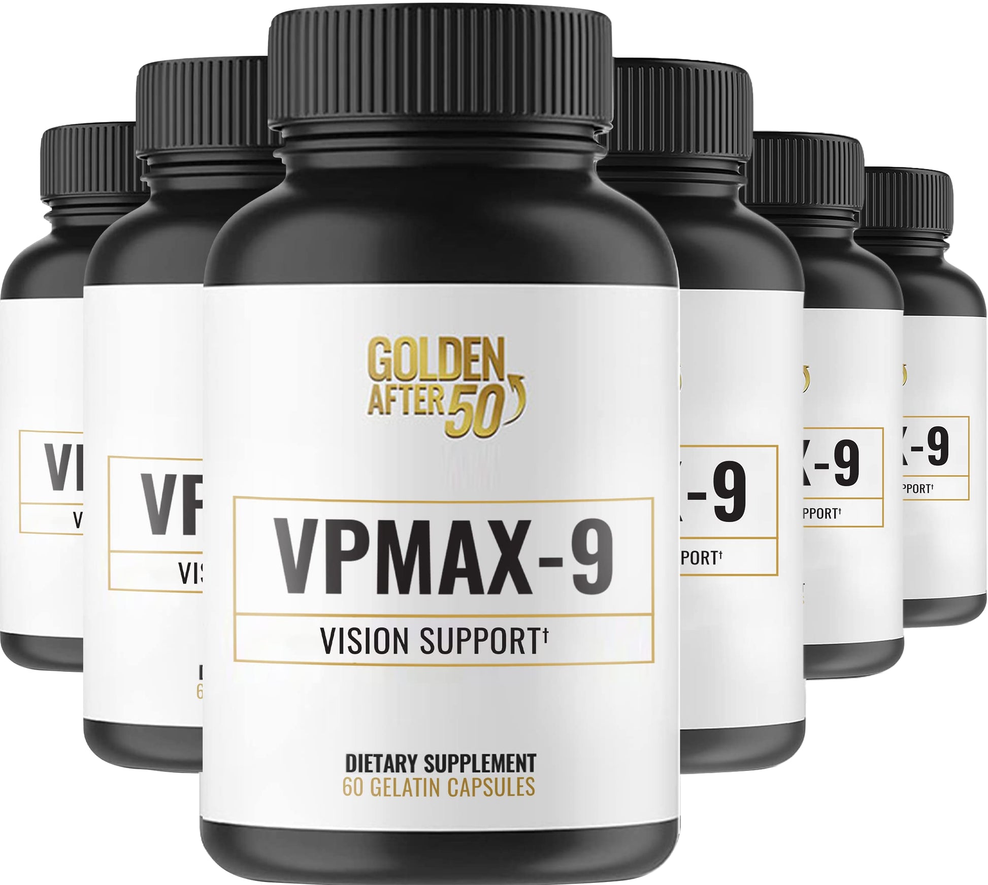 Golden After 50 VpMax-9 Sight Care and Antioxidant Supplement with Eye Vitamins, Lutein, Lycopene and Bilberry Extract Capsules, 6 Bottles