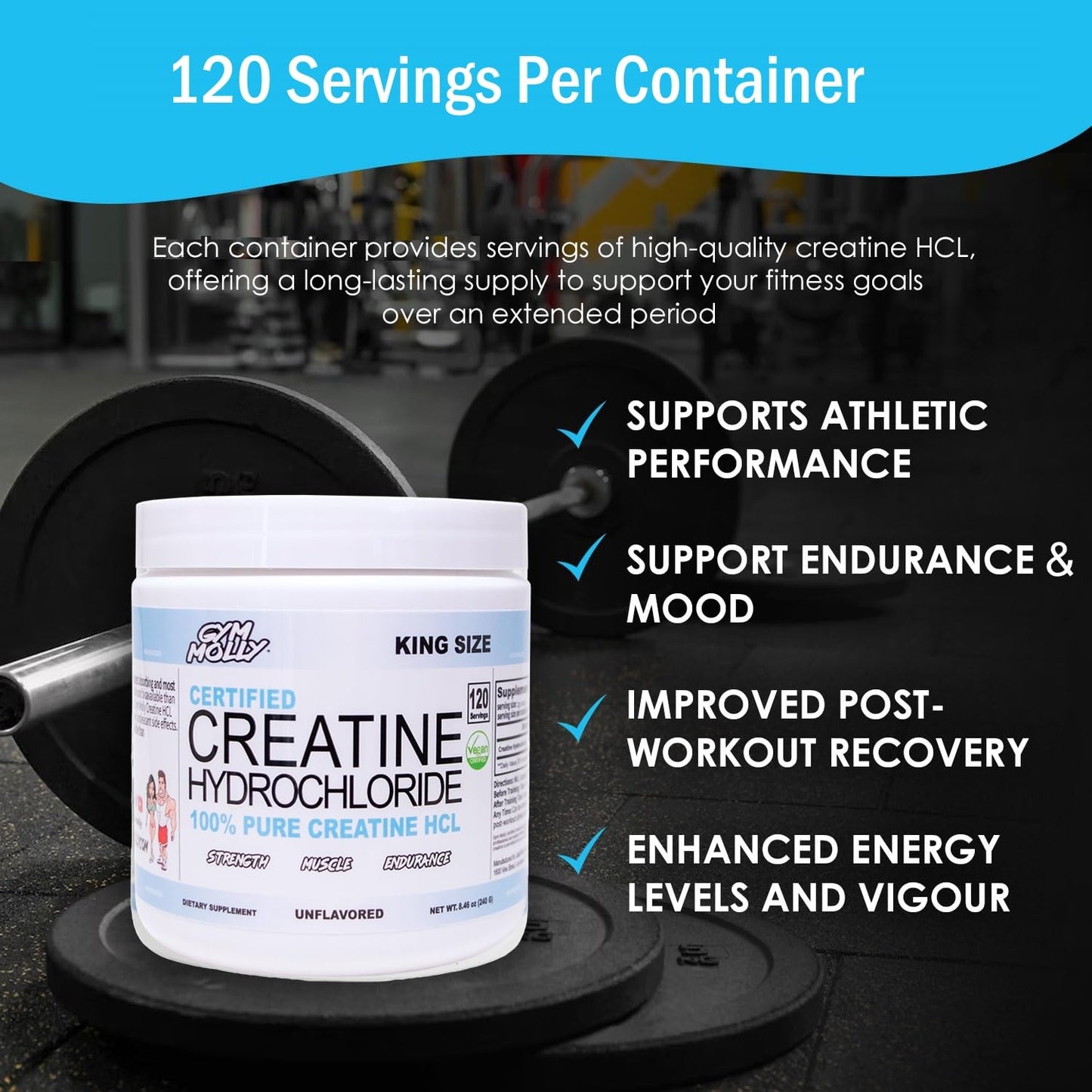 Gym Molly Creatine Hydrochloride (HCL) Powder 8.5 Ounce