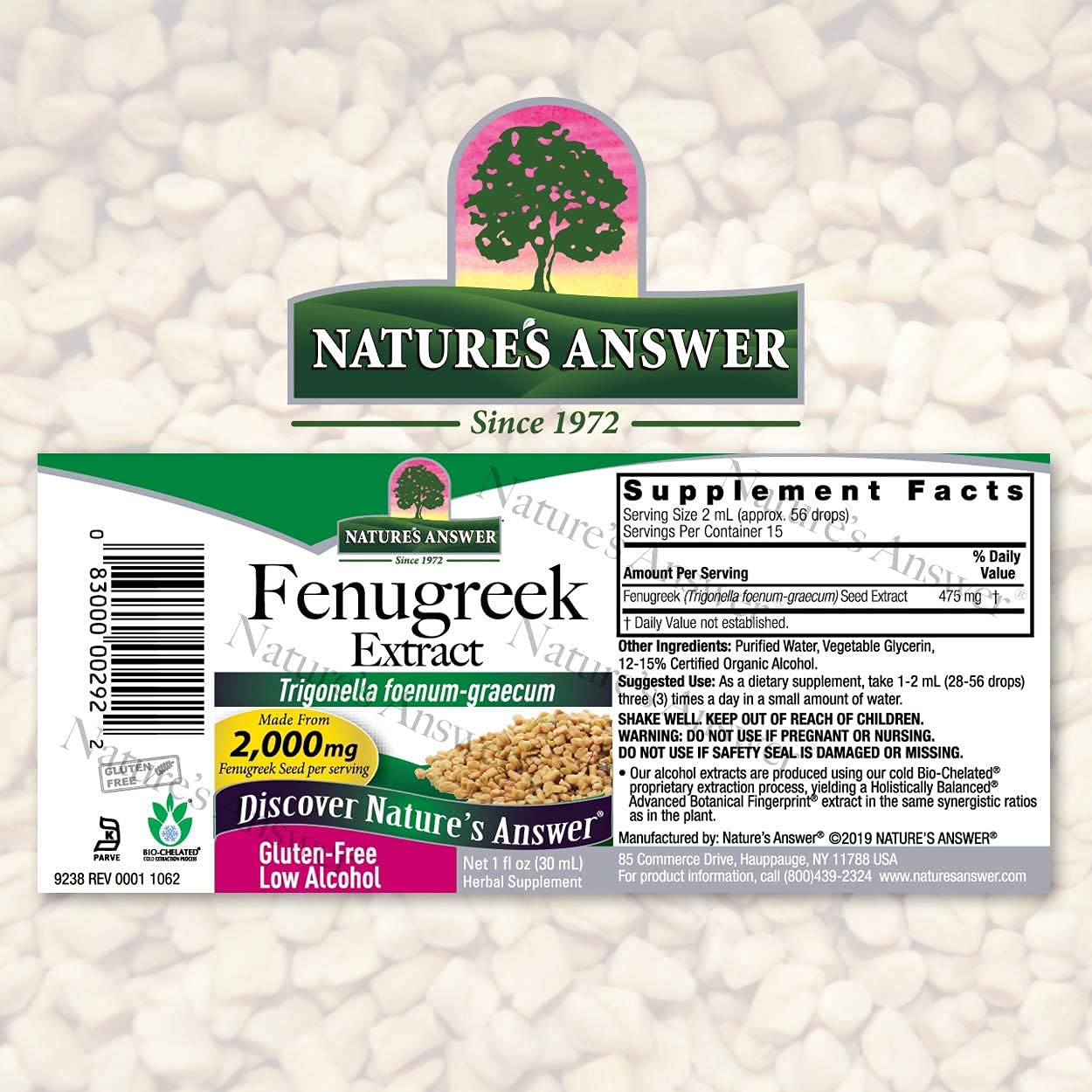 Nature's Answer Fenugreek Seed with Organic Alcohol 2000mg 1oz Extract Capsule 1 Count