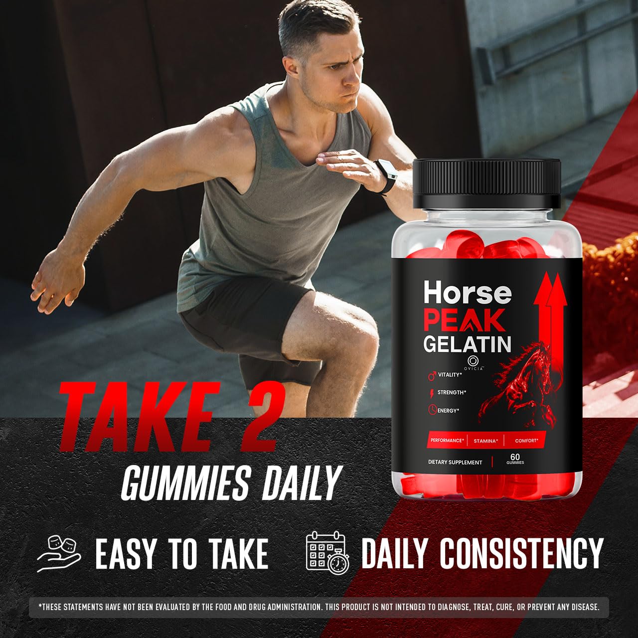 OVICIA Horse Peak Gelatin Gummies, 60 Gummies