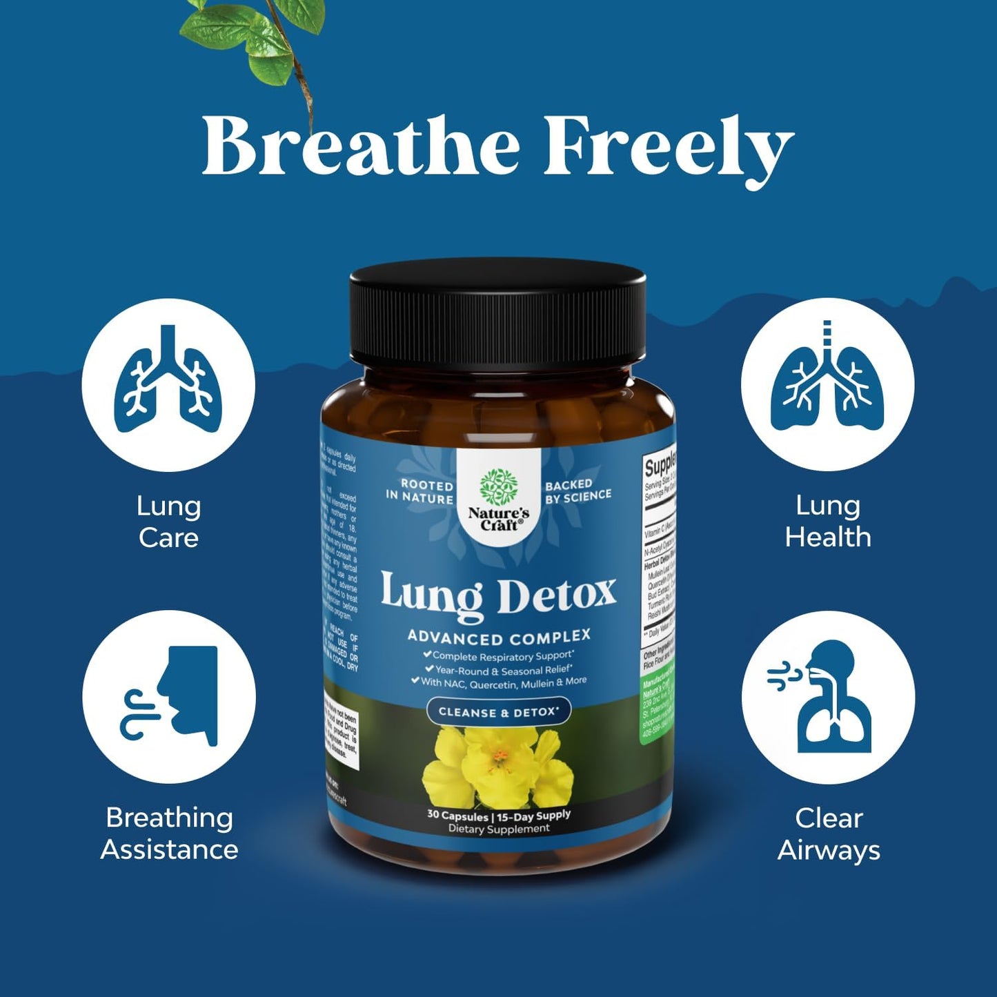 Natures Craft Mullein Leaf Lung Detox Capsule, 30 Count