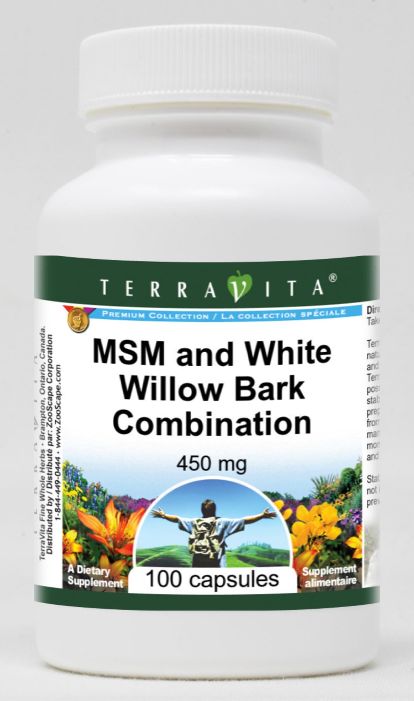 Terravita MSM and White Willow Bark Combination 450 mg, 300 Capsules