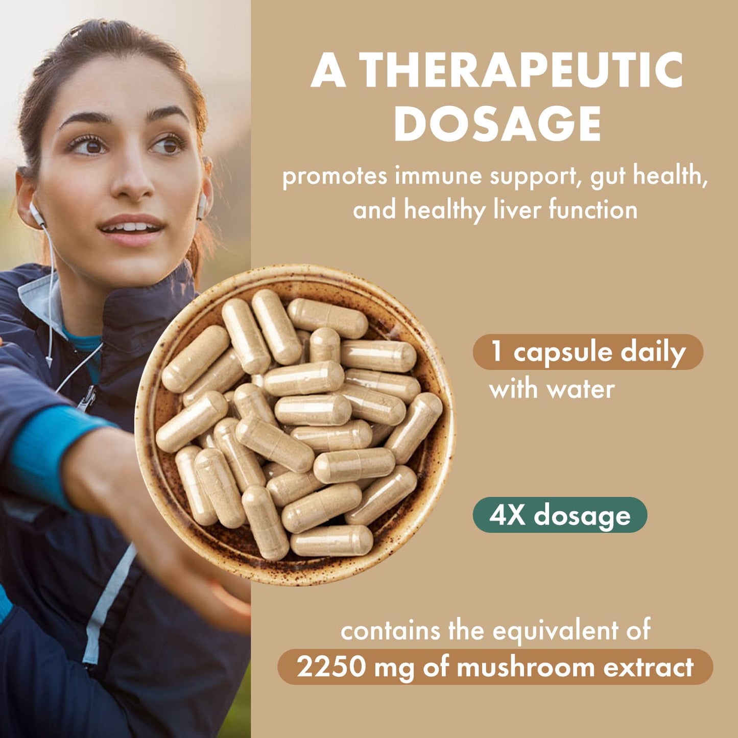 PURE ESSENCE LABS Organic Turkey Tail 4X Mushroom Extract, Vegan Mushrooms Supplement for Immune Building, 60 Capsules