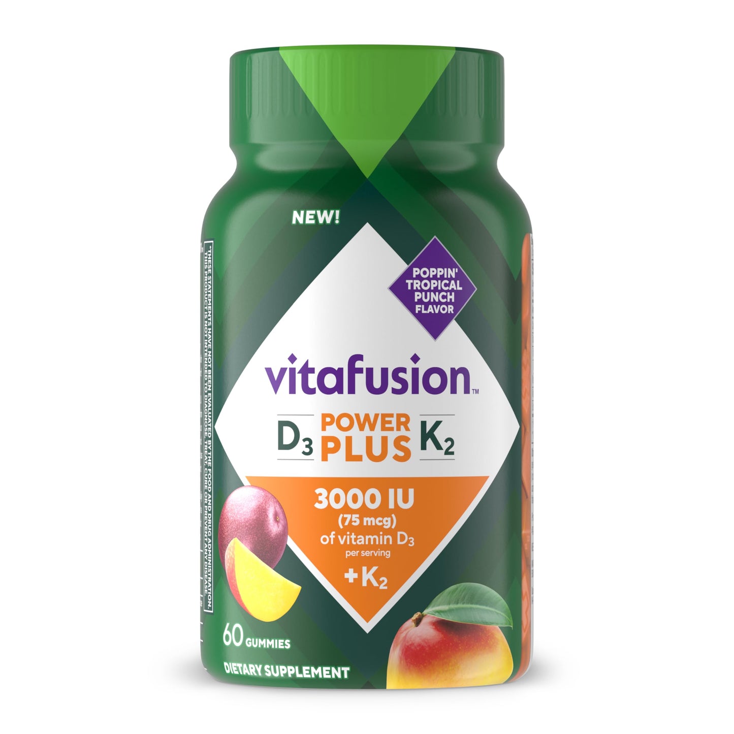 Vitafusion Power Plus Vitamin D3 K2 Gummies 3000 IU 60 Count