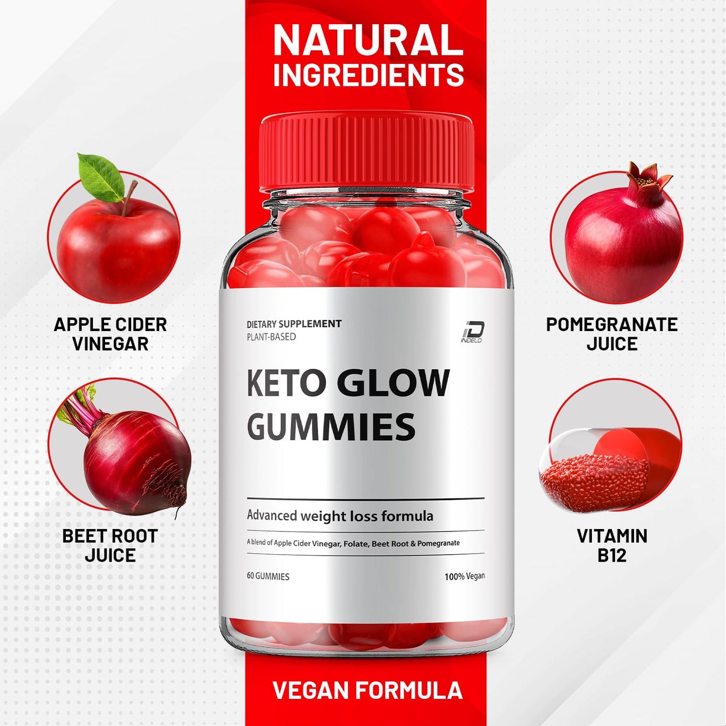 Indelo Keto Glow Gummies, 60 Gummies