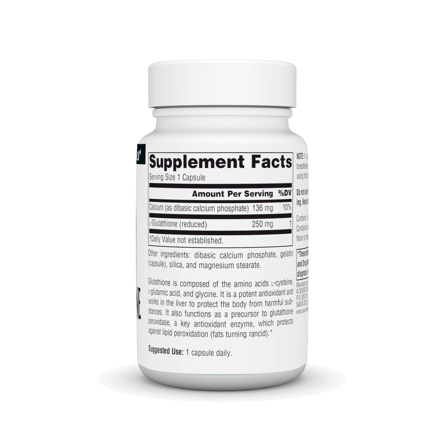 Source Naturals Glutathione, Supplement for Liver Support, 250mg Capsules, 30 Count