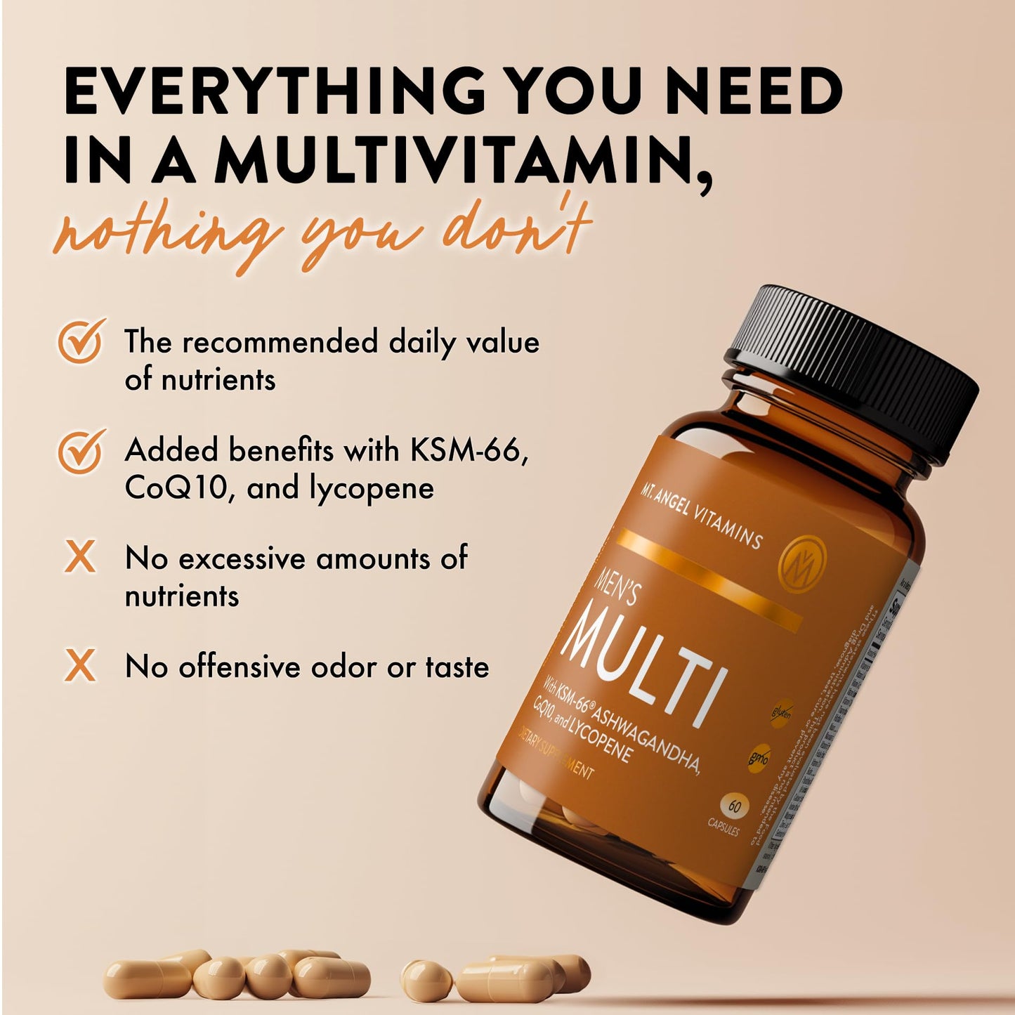 Mt. Angel Vitamins Men's Multivitamin Capsules 60 Count
