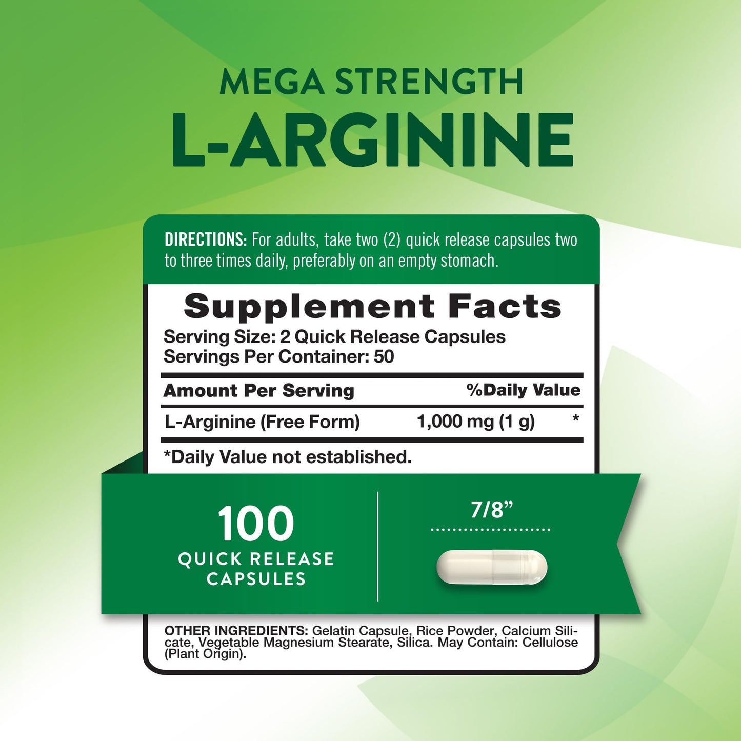 Nature's Truth L-Arginine 1000mg Capsule, 100 Count