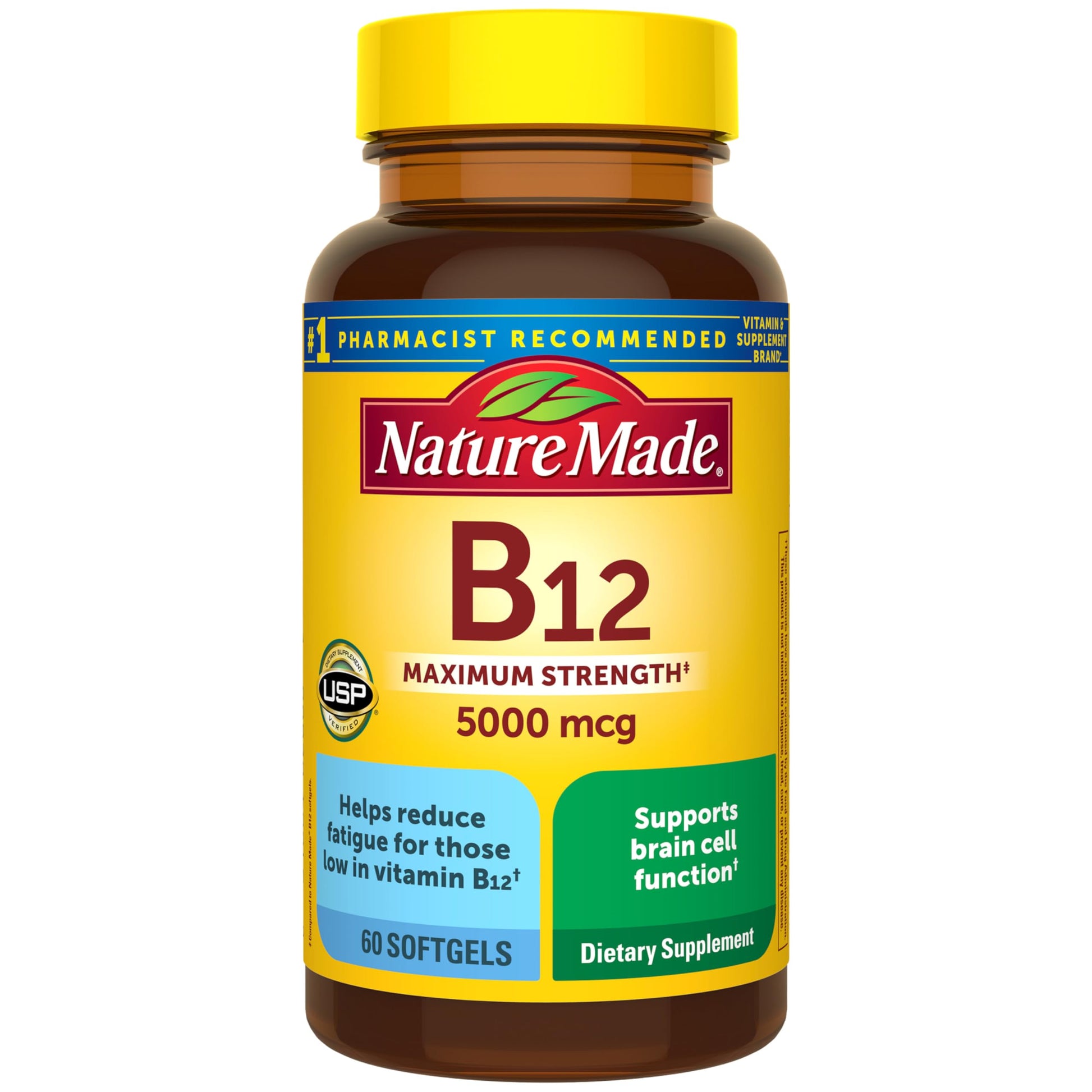 Nature Made Maximum Strength Vitamin B12 5000 mcg Softgel, 60 Softgels