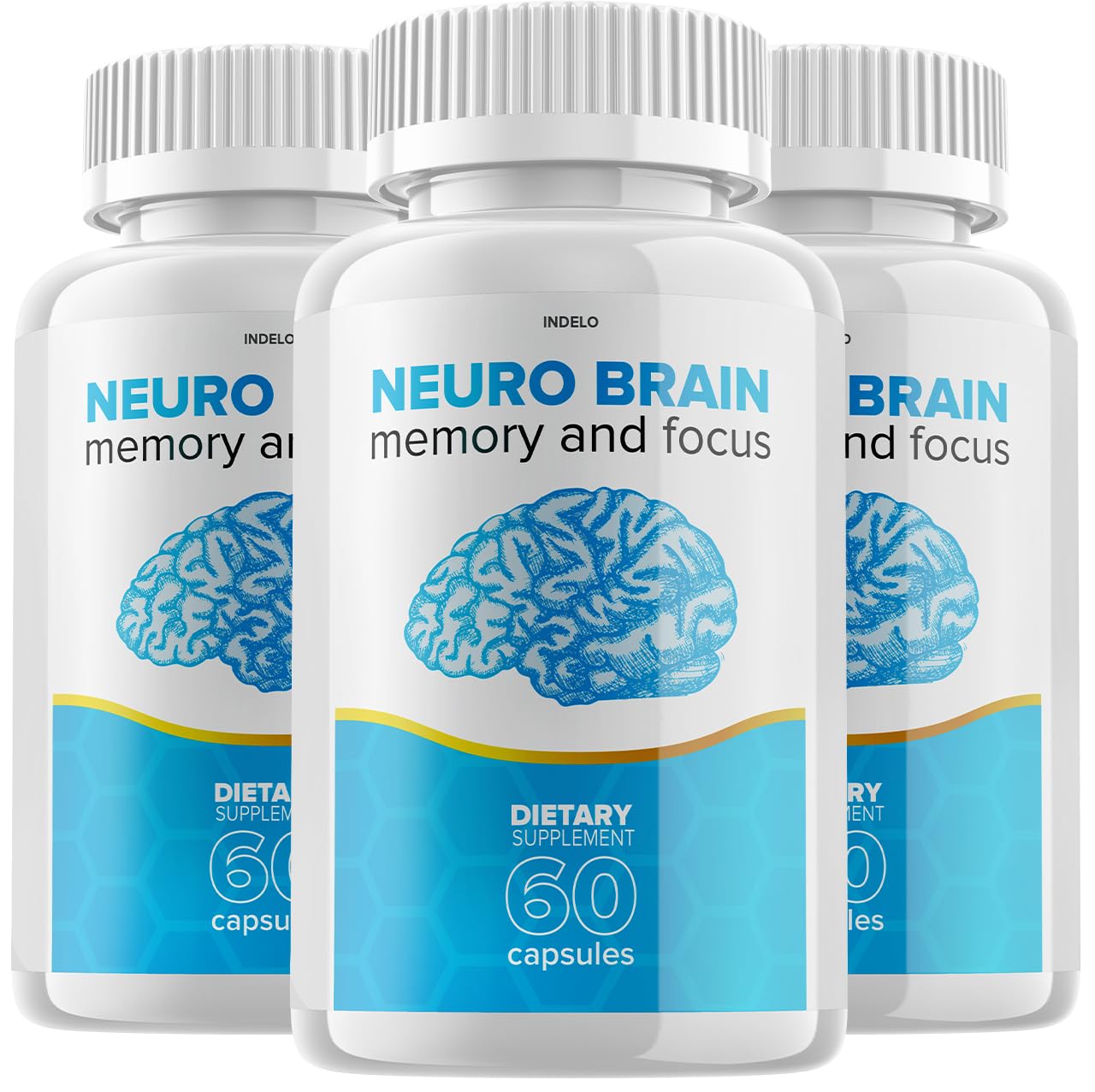 Indelo Neuro Brain Memory Focus and Cognitive Support Nootropic Capsules 180 Capsules