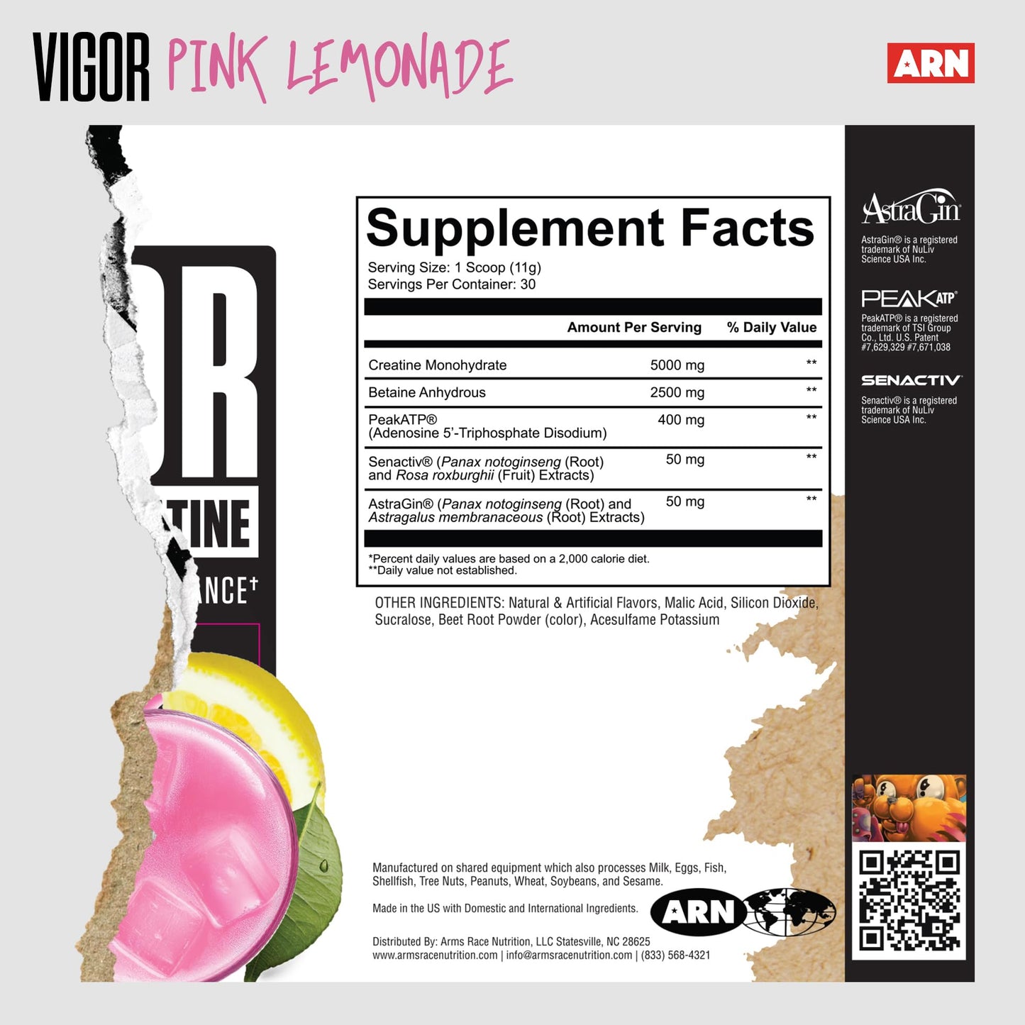 Arms Race Nutrition Vigor Advanced Creatine Formula Powder 11.64 Ounce