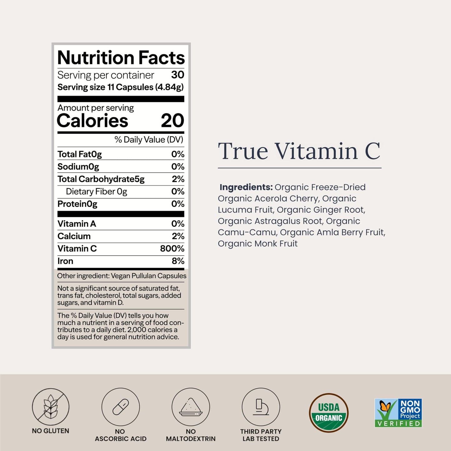 Infinity Greens Organic Vitamin C Capsules, 330 Count