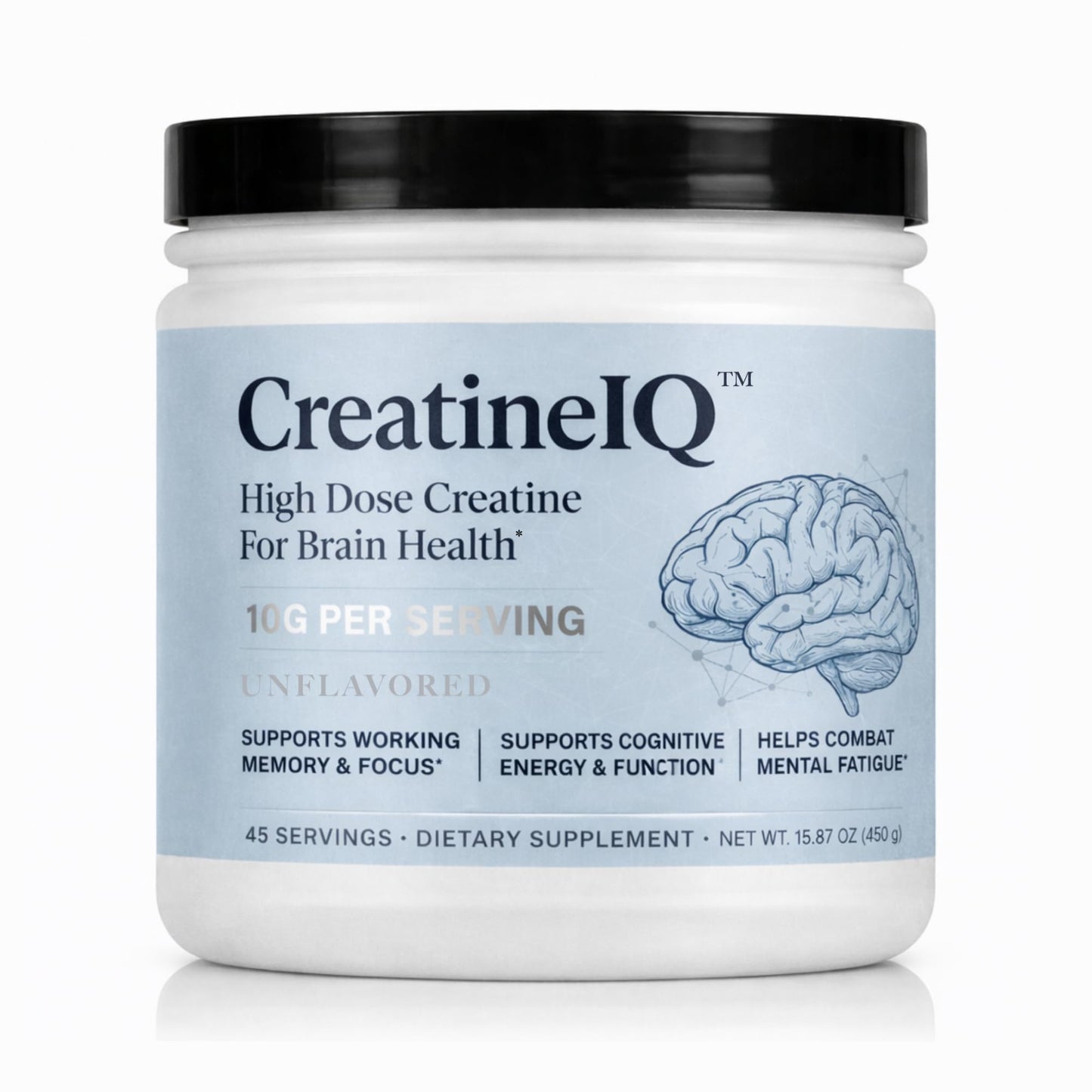 Utzy Naturals CreatineIQ High Dose Creatine Powder for Brain Health – Unflavored Creatine Monohydrate – 16 oz