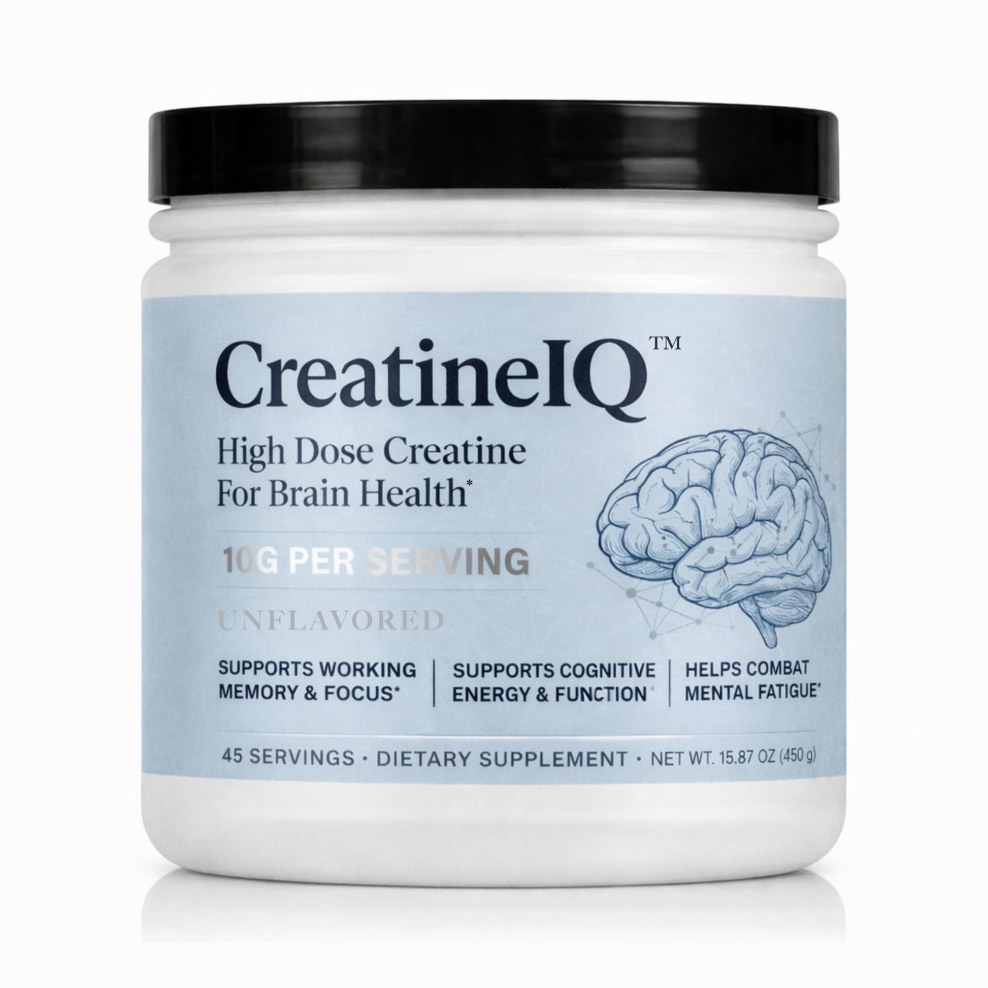Utzy Naturals CreatineIQ High Dose Creatine Powder for Brain Health – Unflavored Creatine Monohydrate – 16 oz