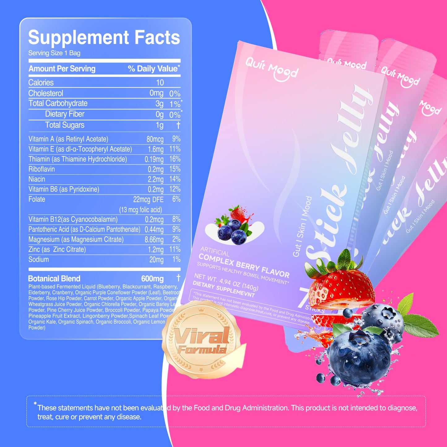 Quit mood Shapely Jelly Complex Berry Dietary Supplement Caplets, 7