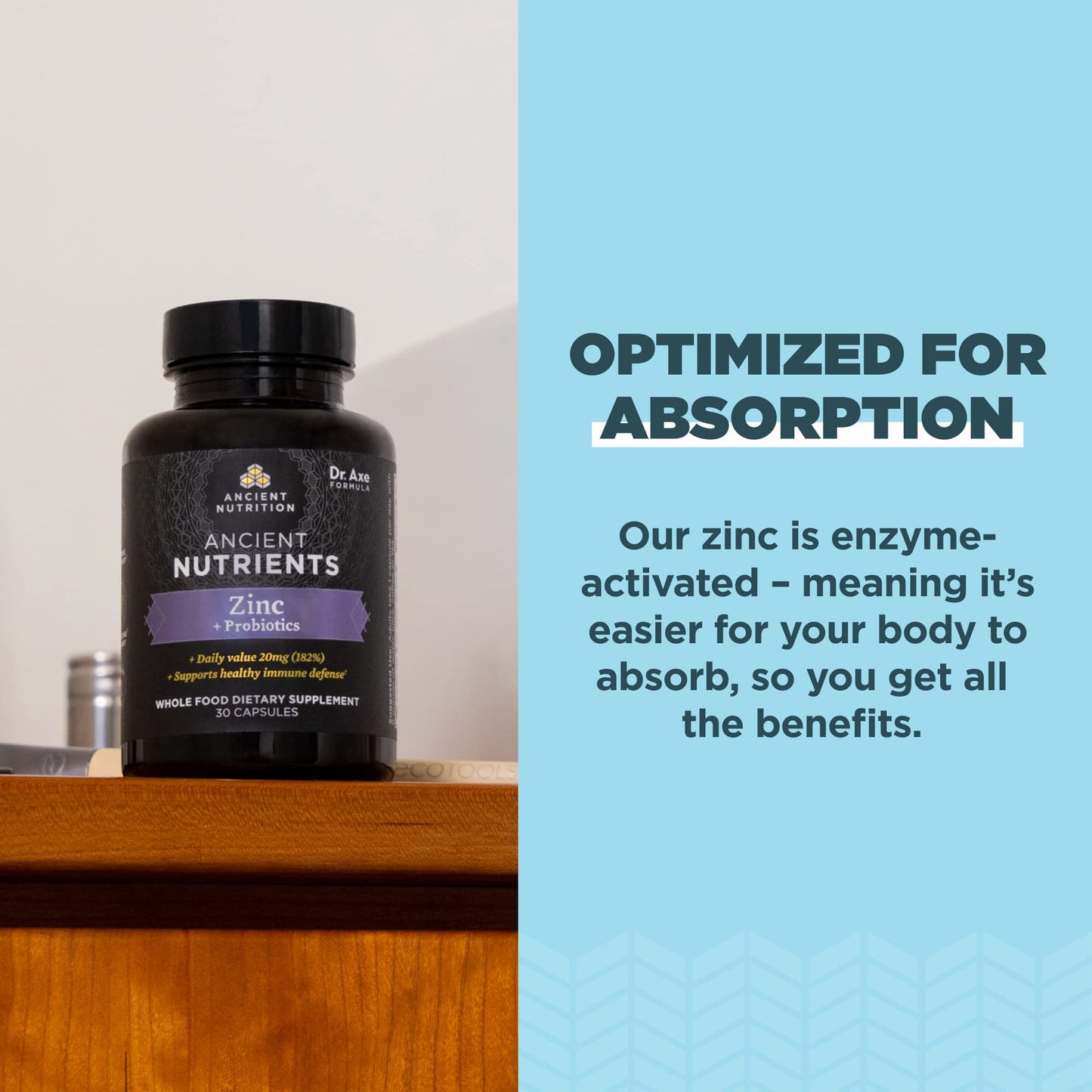 Ancient Nutrition Zinc + Probiotics Capsules, 30 Count
