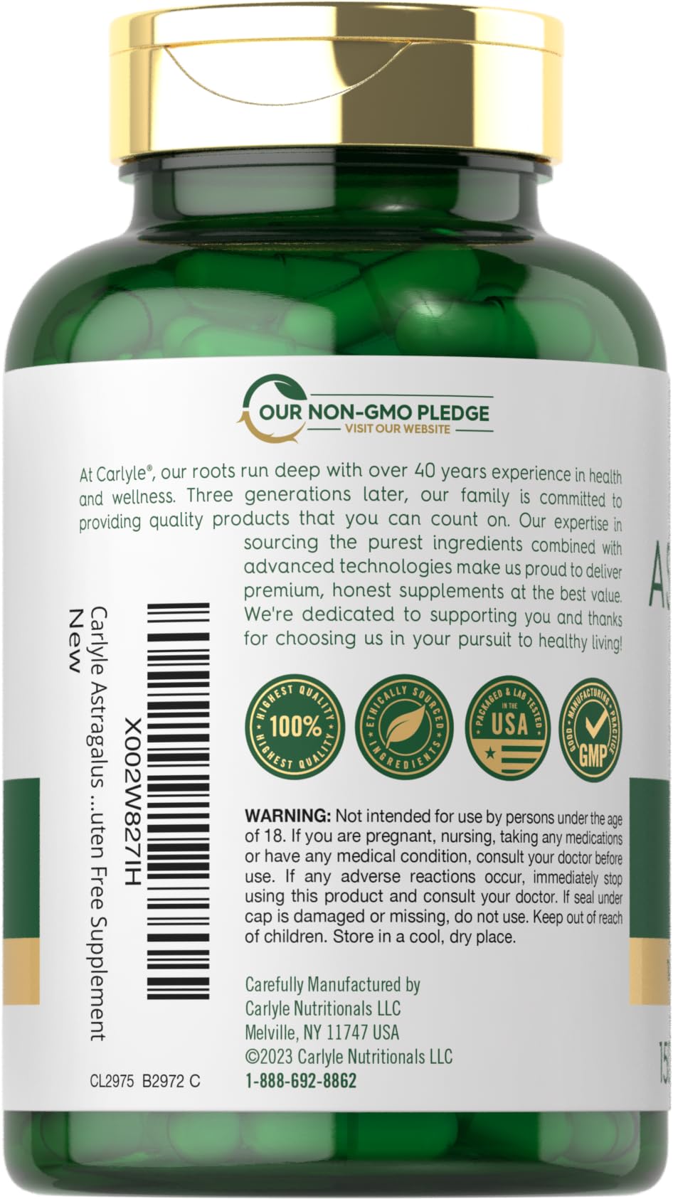 Carlyle Astragalus Supplement Capsules 150