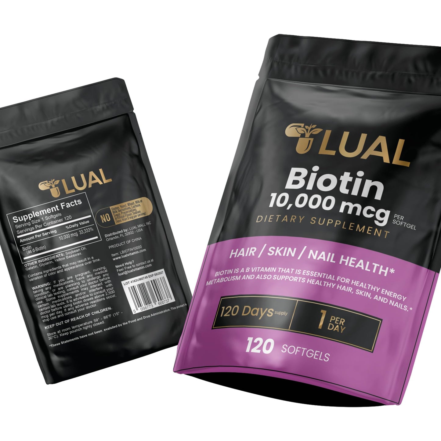 LUAL Biotin 10,000 mcg SoftGels 120 Count