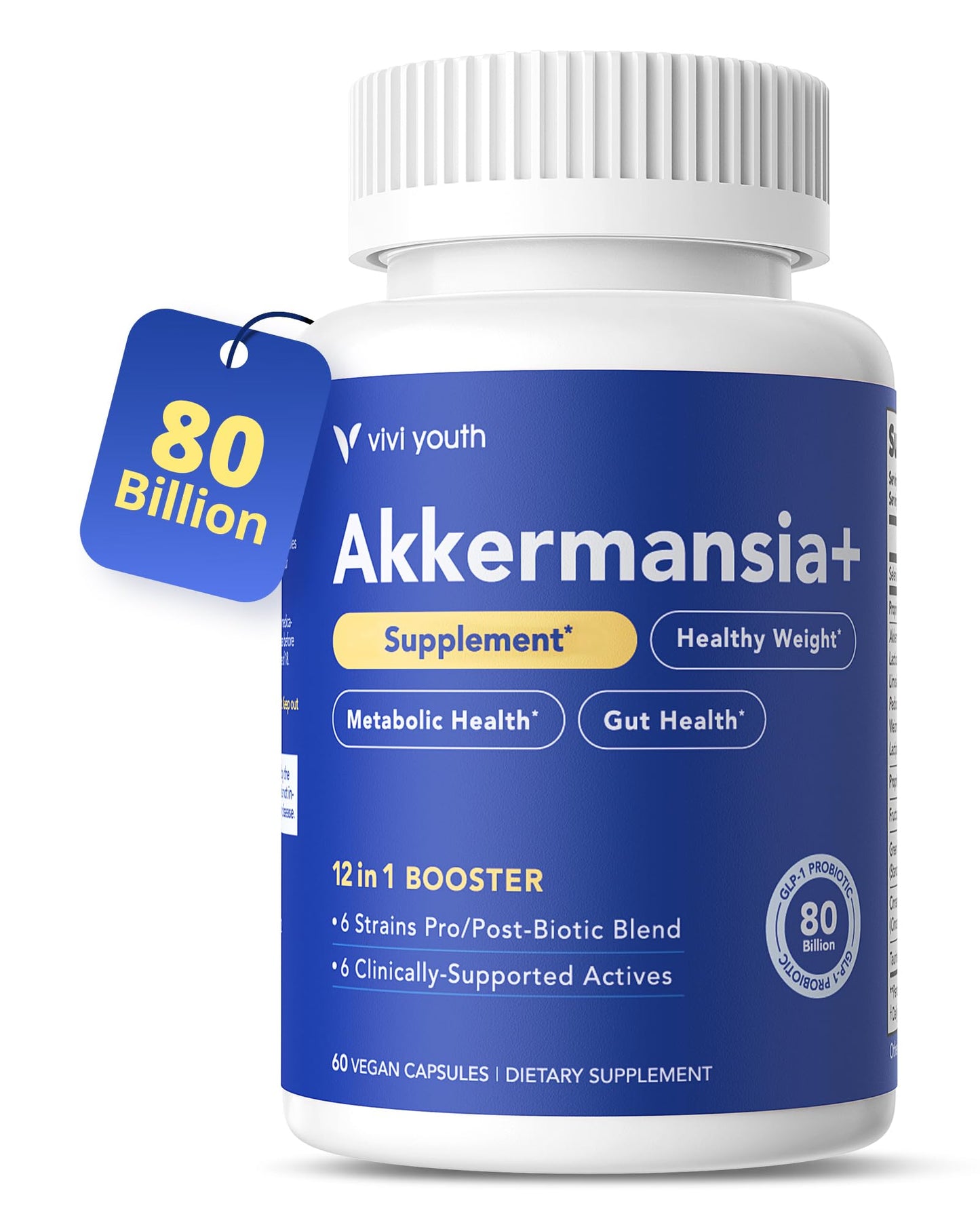 VIVI Youth Akkermansia Muciniphila Probiotic Supplement Capsule, 60 Count