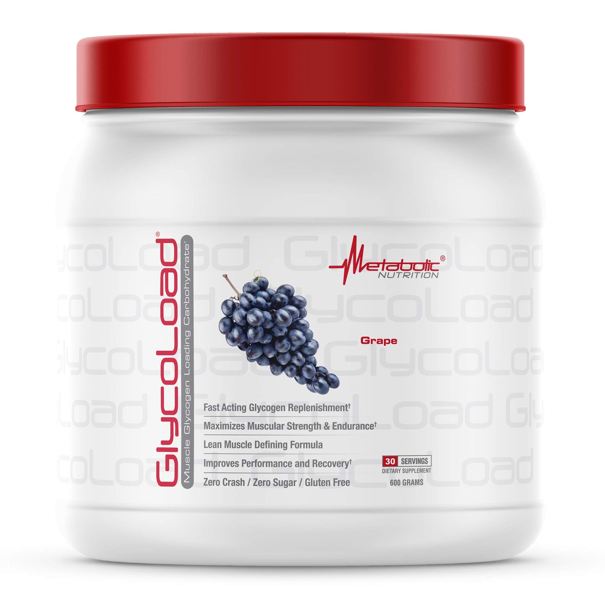 Metabolic Nutrition Glycoload Powder, 100% Micronized Cyclic Cluster Dextrin Carbohydrate, Grape Flavor, 21.1644 Servings