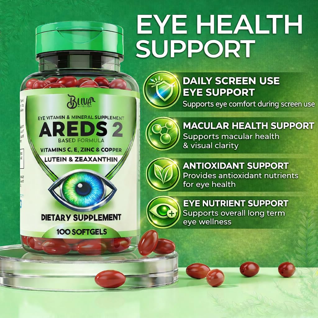 BLIVA NUTRITION AREDS 2 Eye Vitamins & Mineral Supplement 100 Softgels