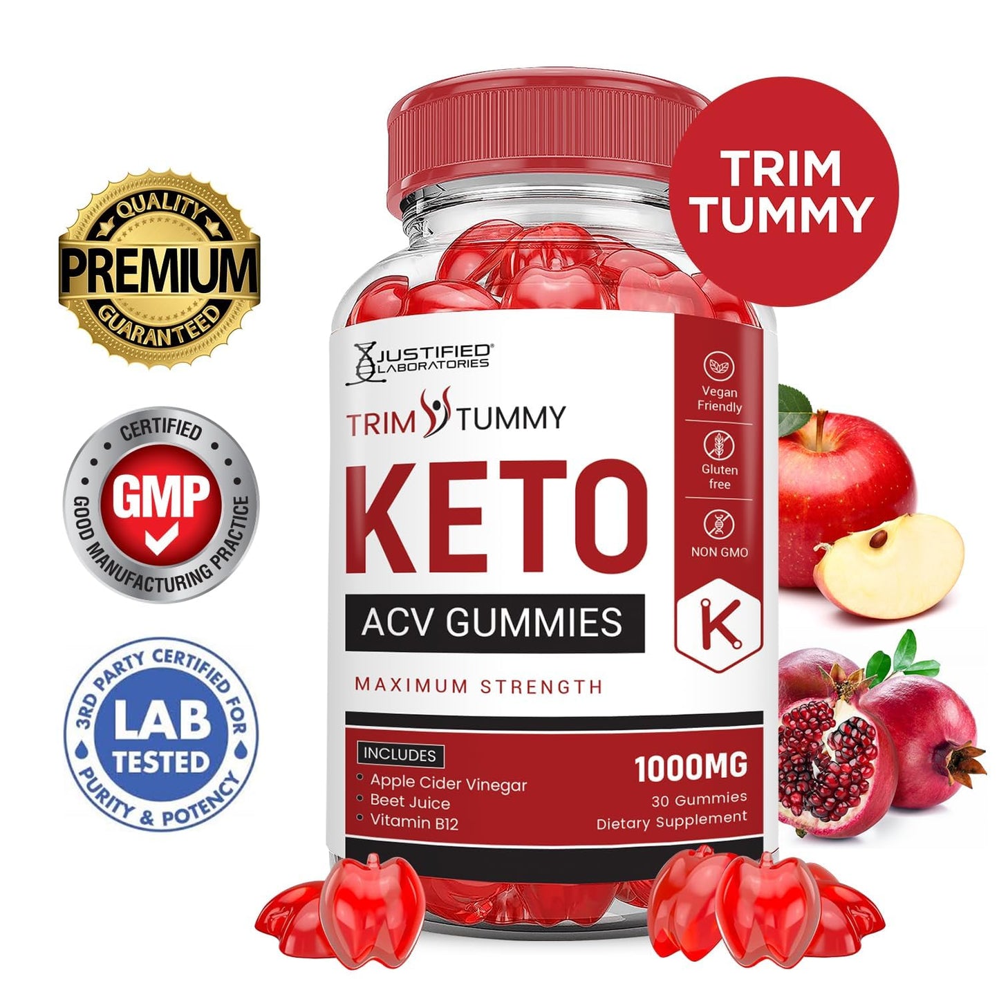 Justified Laboratories Trim Tummy Keto ACV Advanced Formula 1000MG, 120 Gummies